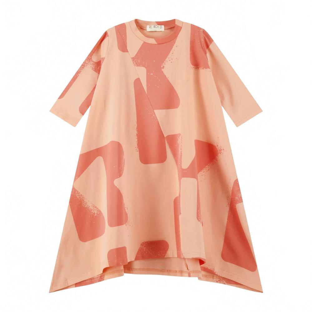 NEW RETROKID girls tess logo all over high-low dress in pink coral